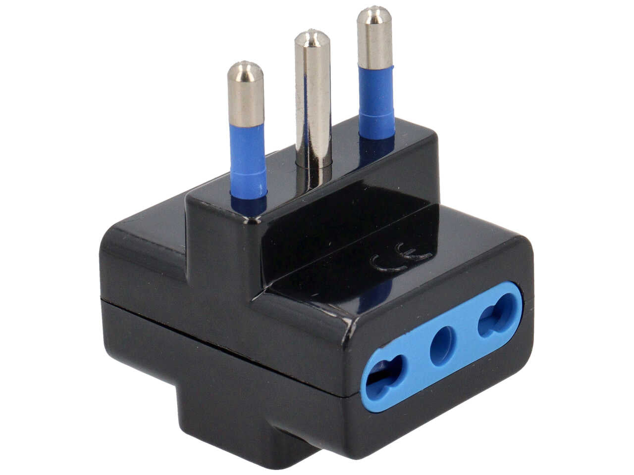 Adattatore triplo 2P+T 16A 250V nero flowpack