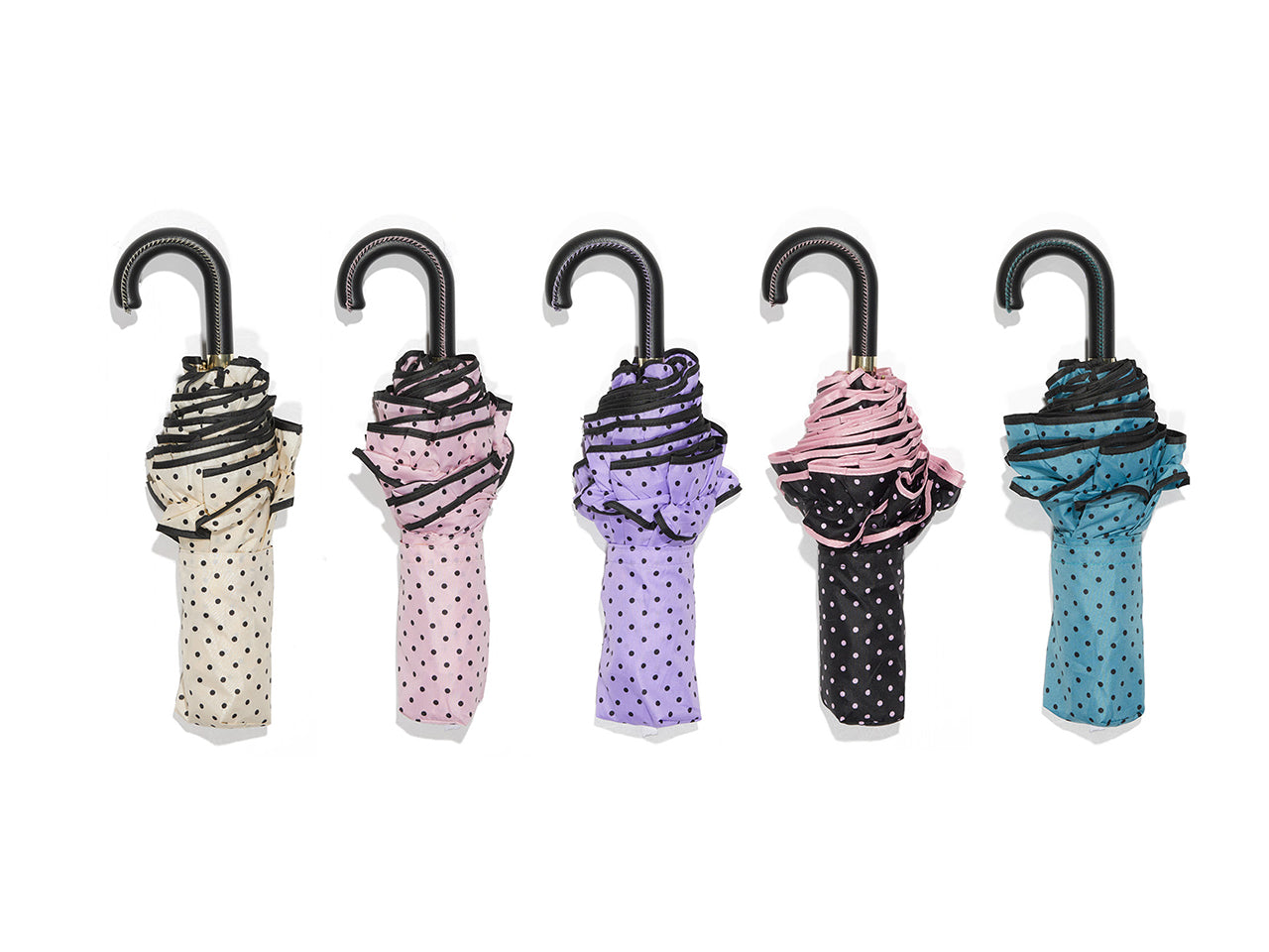 Ombrello Pongee impugnature curva con rouche