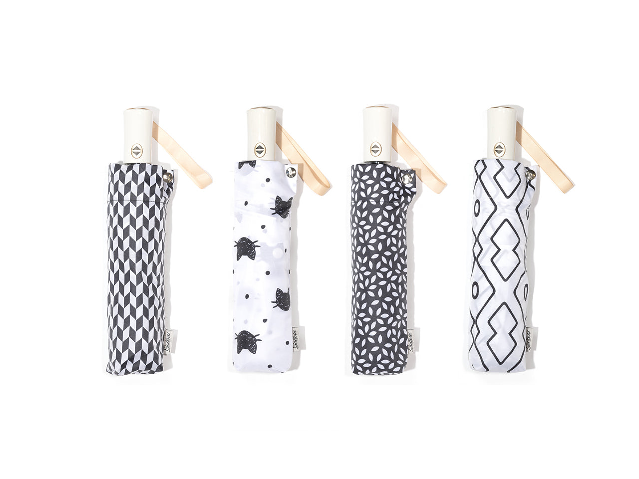 Ombrello Pongee AeC anti vento bianco/nero