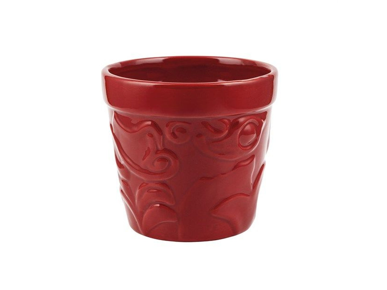 Vaso con decori a rilievo 11,5xh.10,5cm rosso
