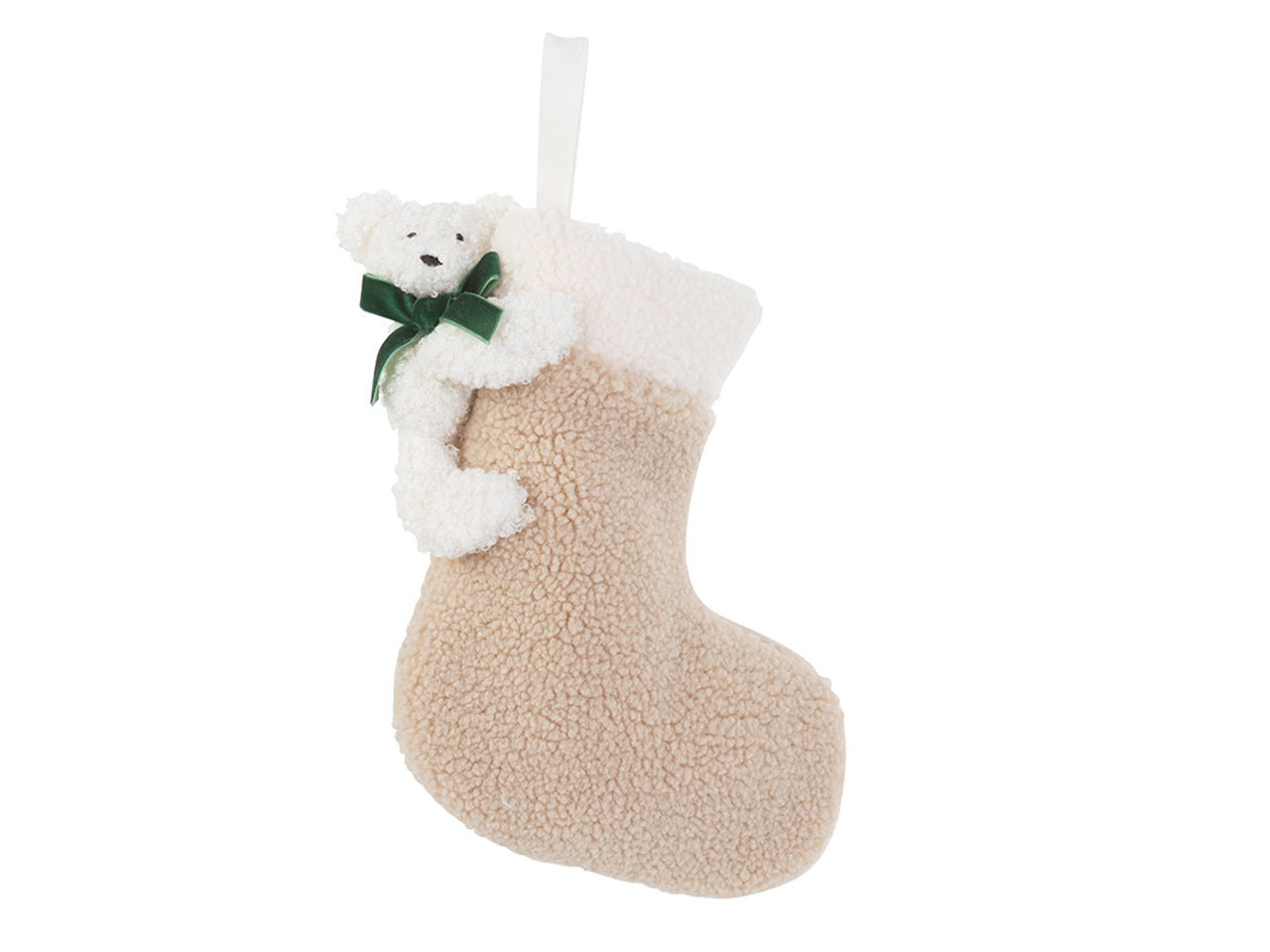 Calza 30cm con orsetto bianco