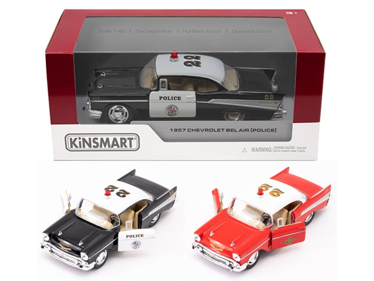 Auto in scala 1:40 1957 chevrolet bel air police fire chief