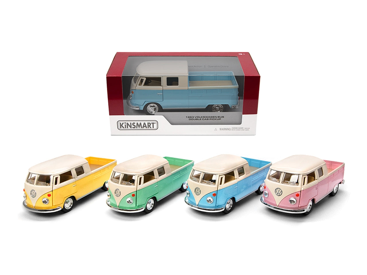 Auto in scala 1:34 1963 volkswagen bus double cab pick up pastel