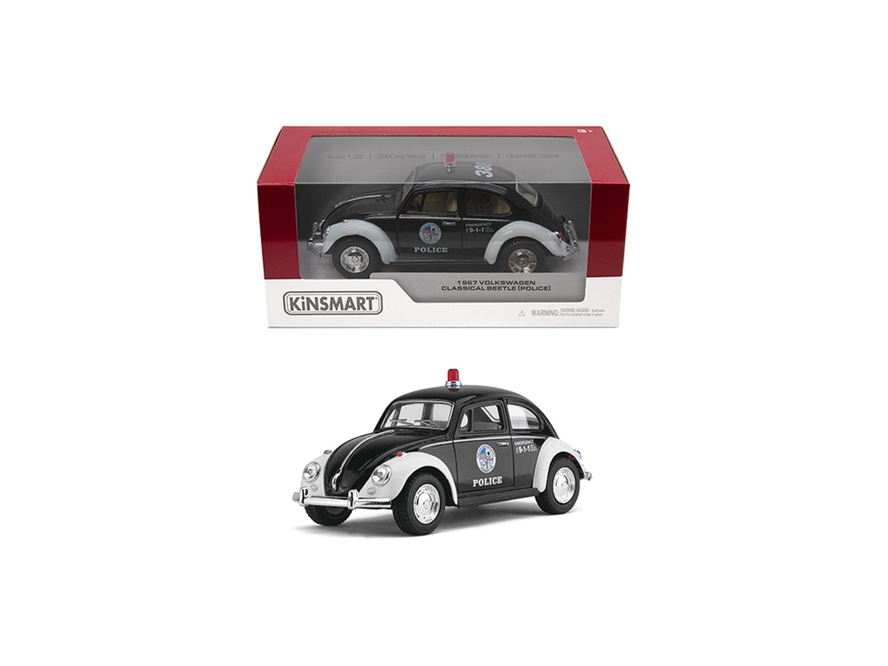 Auto in scala 1:32 1967 volkswagen classical beetle police