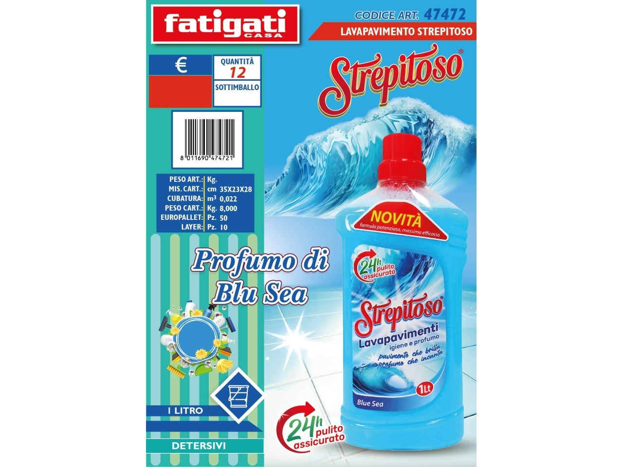 Lavapavimenti strepitoso blue sea 1lt