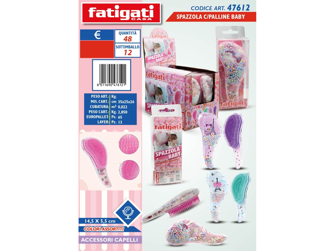 Spazzola con palline baby 14,5x5,5cm