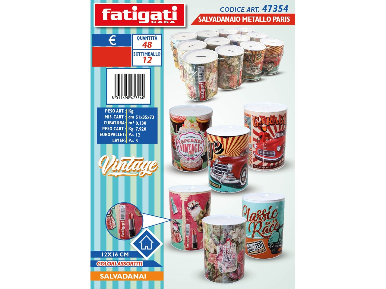 Salvadanaio metallo paris 12x16 cm