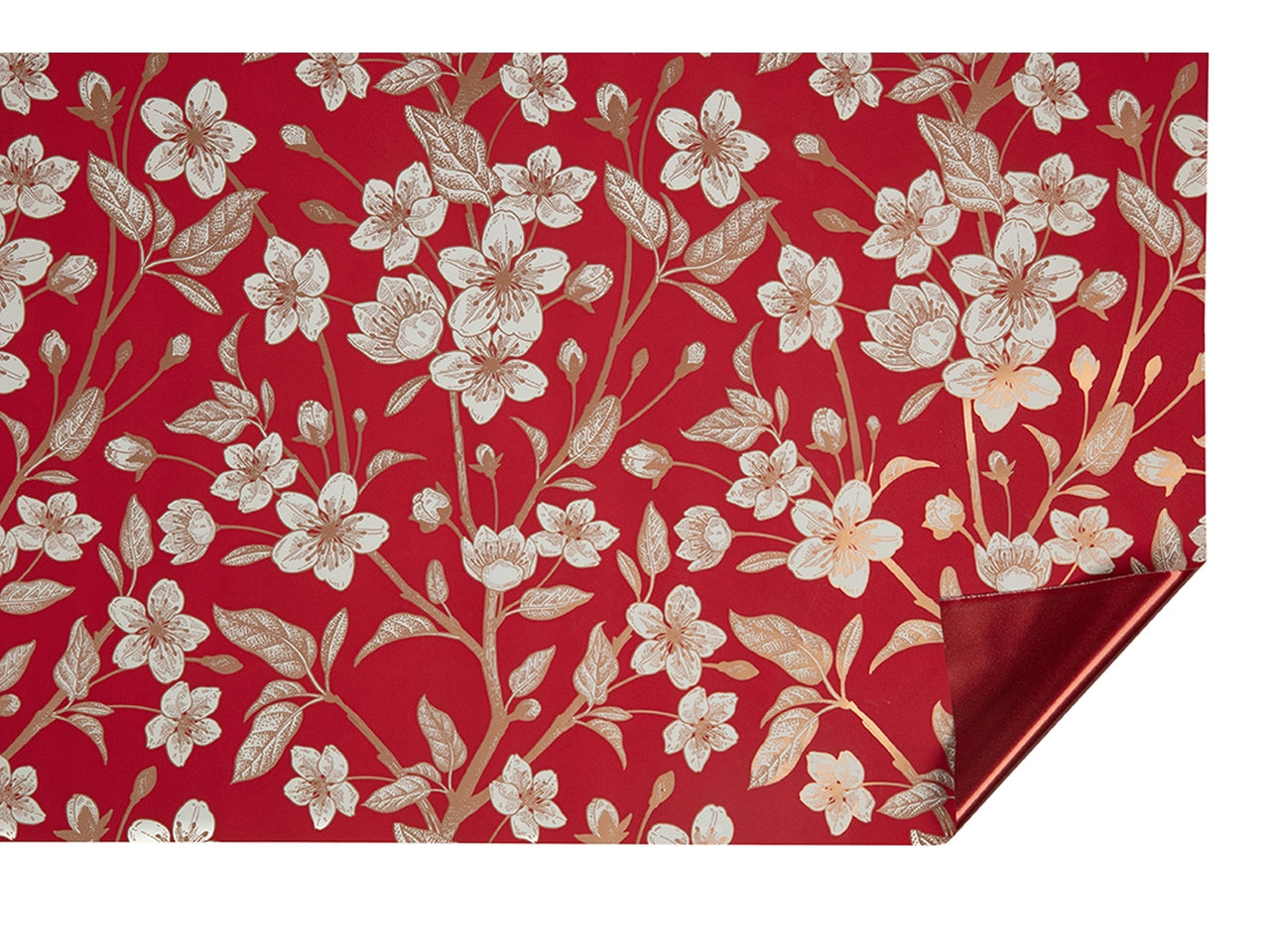 Bobina bronze 40my 1x25mt double face fiorato rosso/rosso