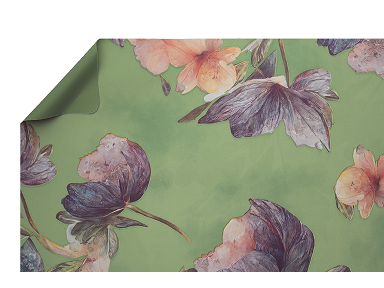 Bobina caravaggio con fiori double face 40my 1x25mt verde