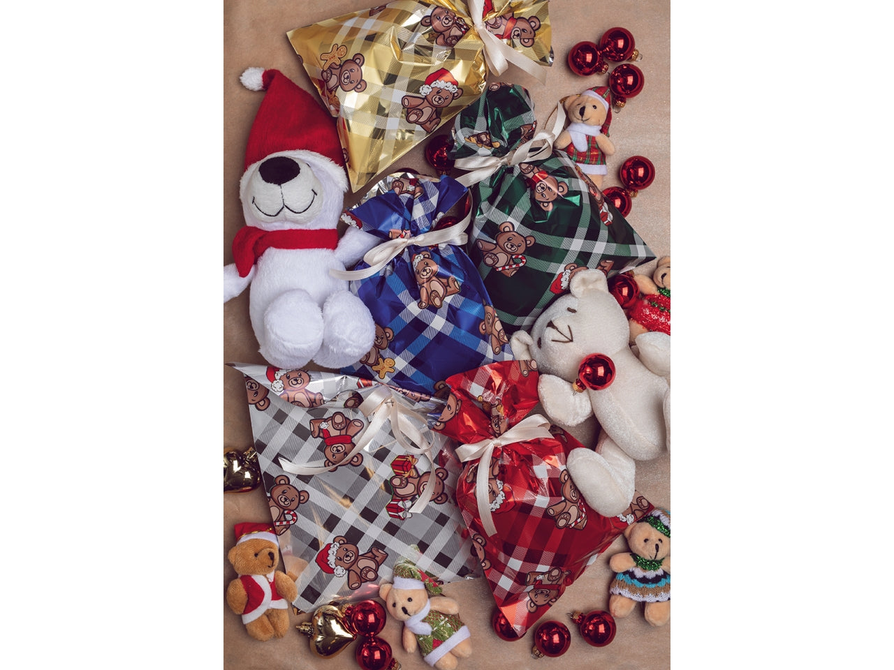 Buste peluche 50x70cm in confezione da 50 pezzi colori assortiti