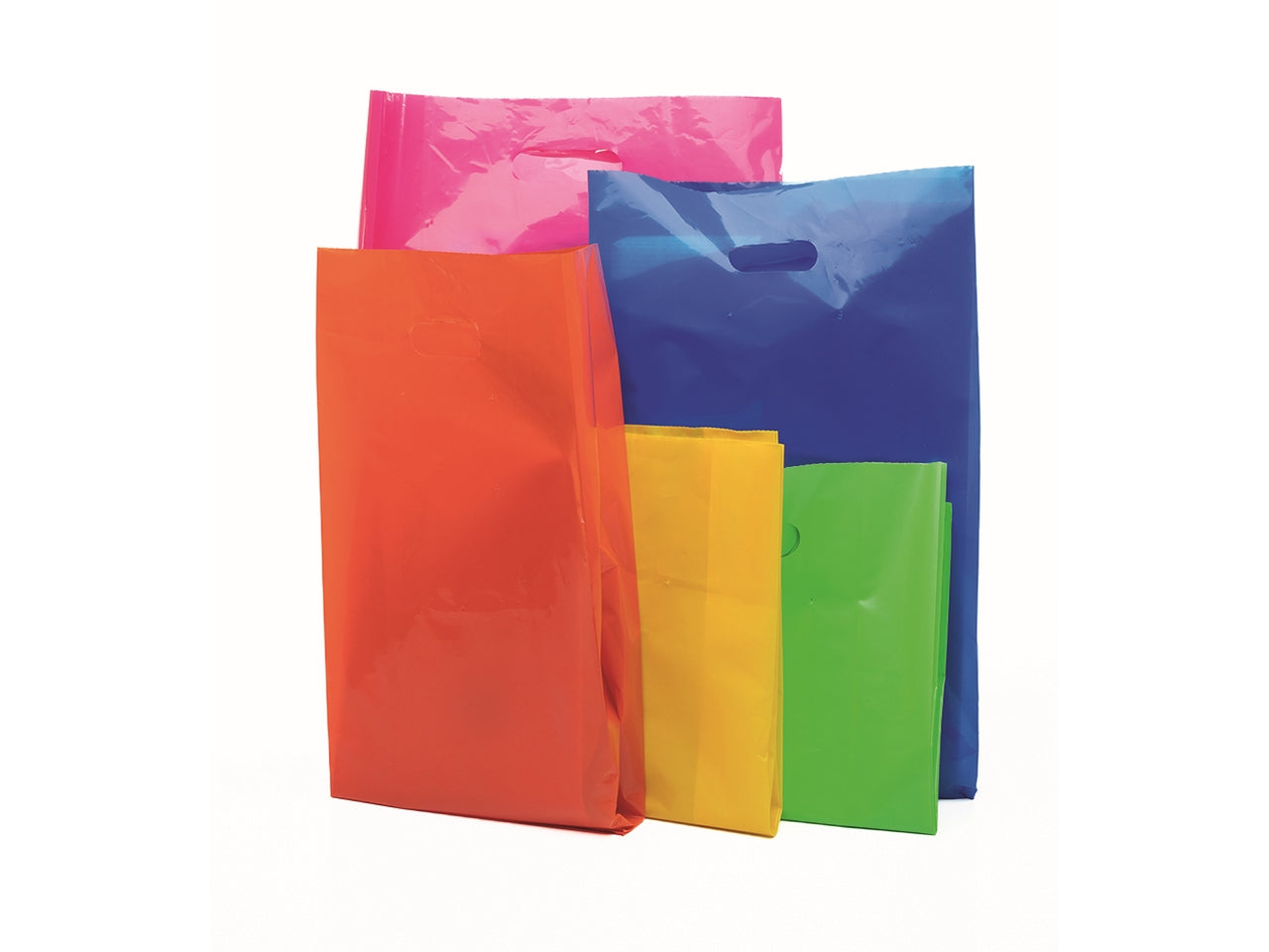 Buste colours bags tinta unita con manico e soffietto 20x40+5cm in confezione da 100 pezzi assortiti