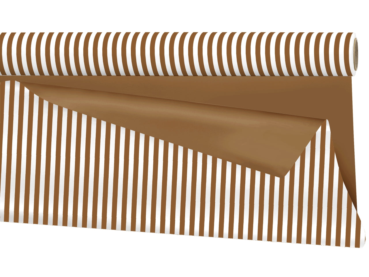 Bobina carta regalo a strisce bianche e cioccolato in plastica, double face 1x25mt