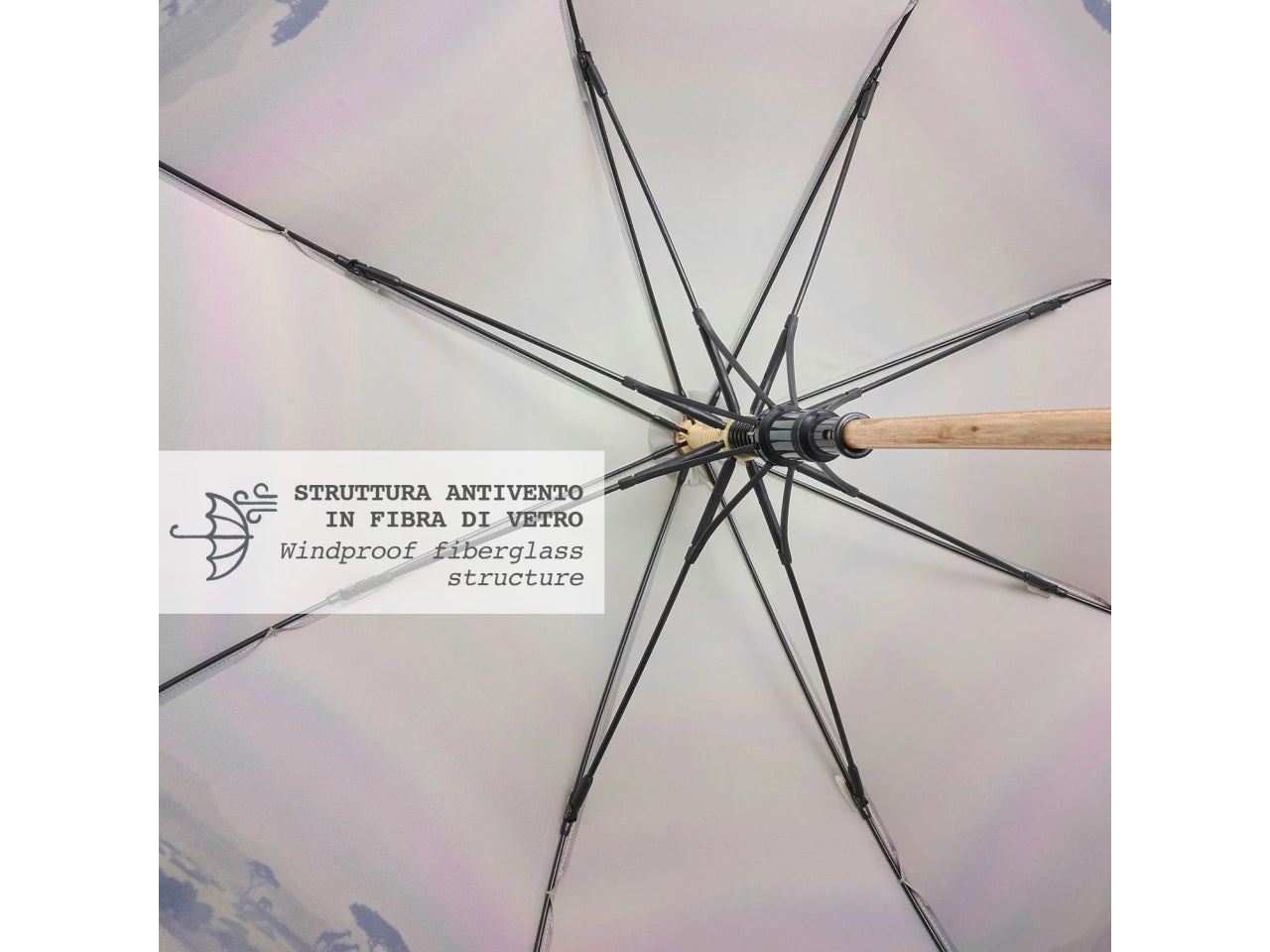 Ombrello donna 61cm automatico con stampa fiore di pesco