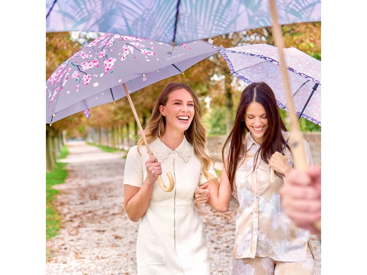 Ombrello donna 61cm automatico con stampa fiore di pesco