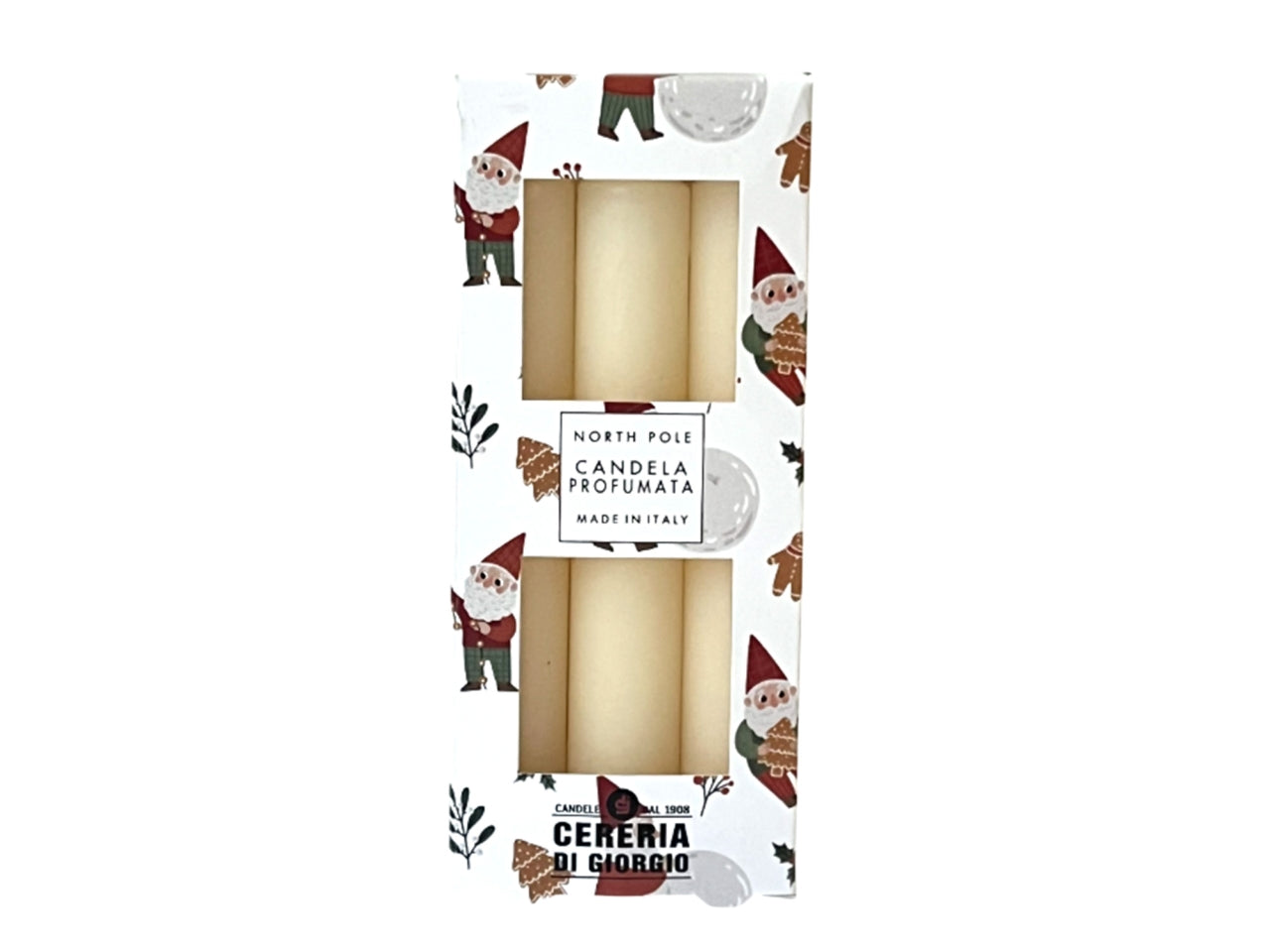 Candela pocket season 12,5cm in confezione da 3 pezzi profumazione north pole avorio