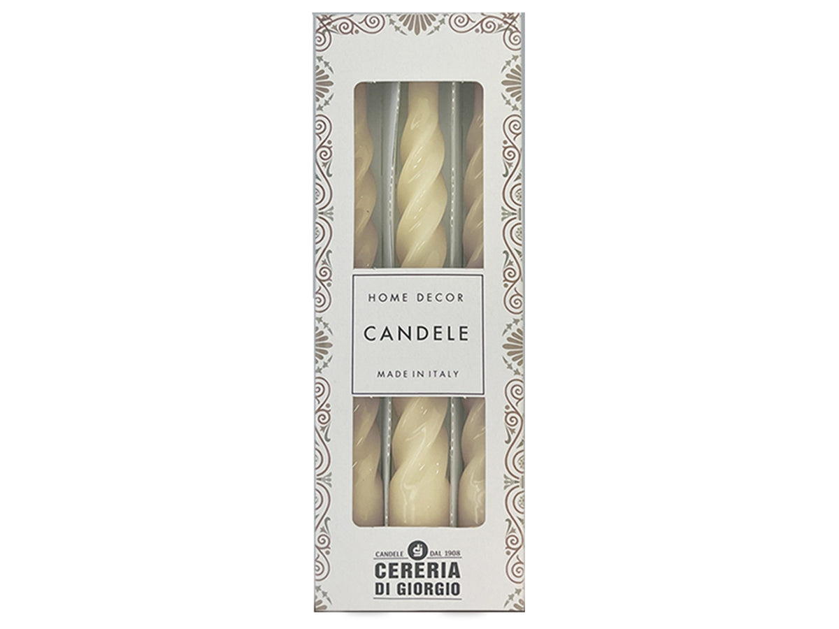 Candela home decor tortiglione laccato 21cm in confezione da 3 pezzi avorio