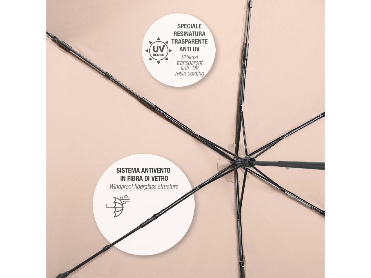 Ombrello donna mini 54cm manuale extraslim tinta unita uv50