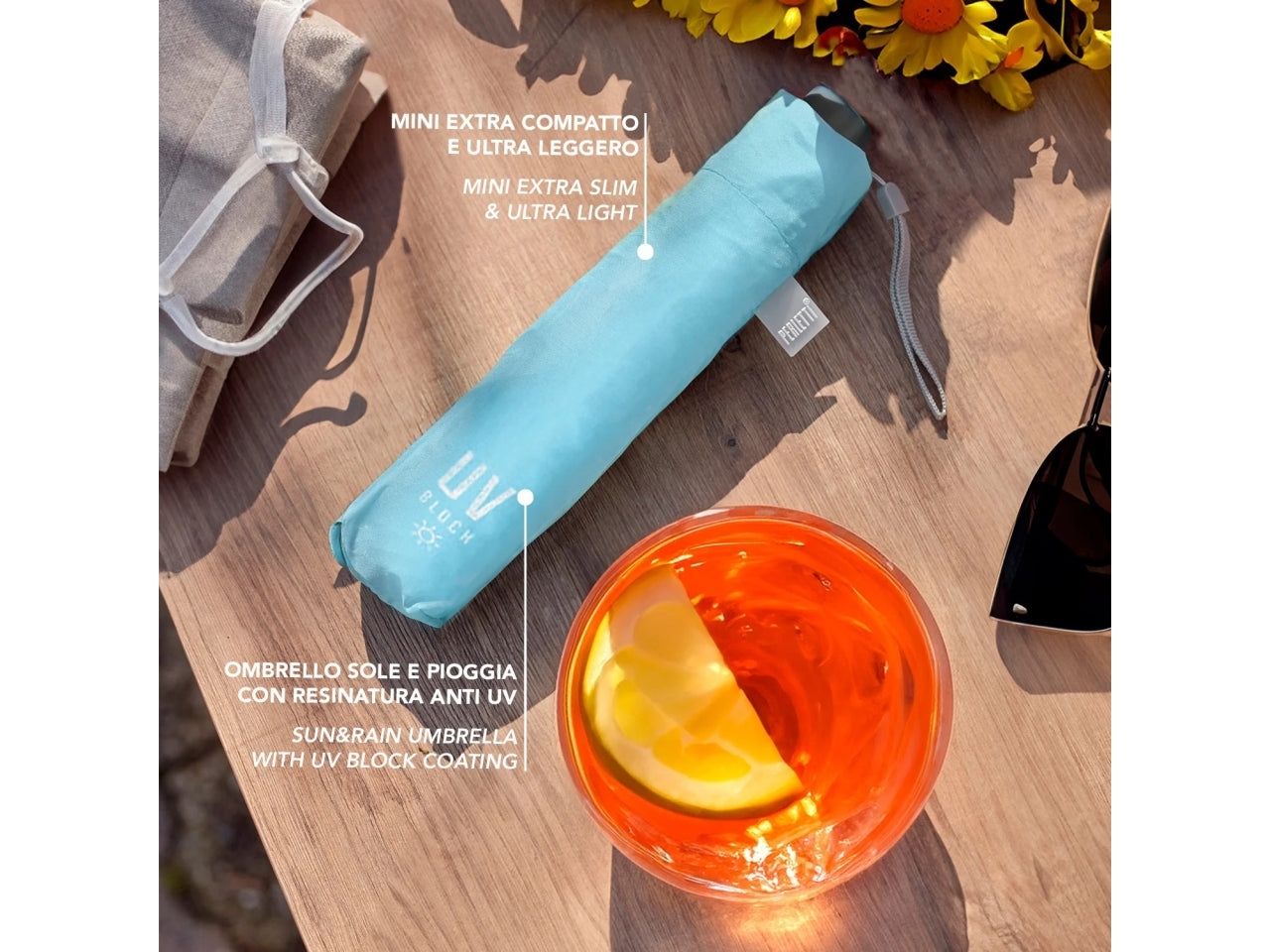 Ombrello donna mini 54cm manuale extraslim tinta unita uv50