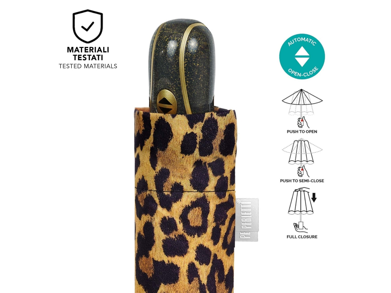Ombrello donna mini54cm automatico leopardo