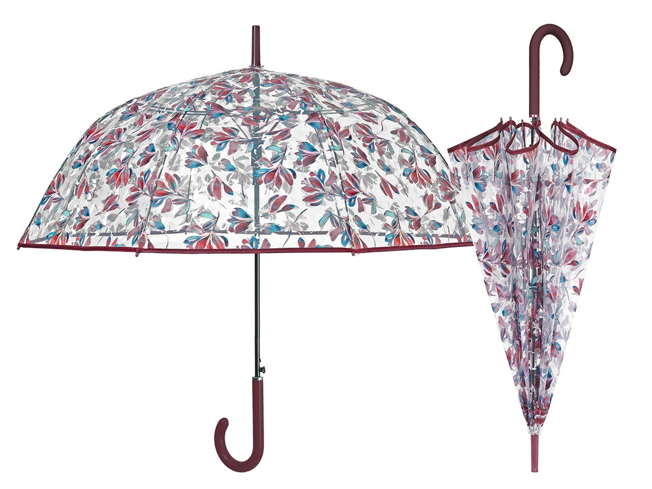 Ombrello donna cupola61cmautomatico trasp.c/ foglie