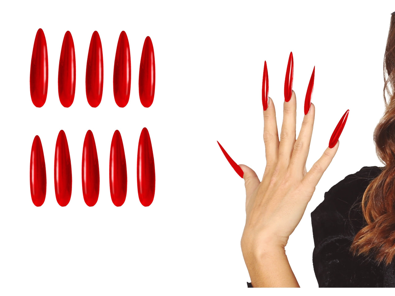 Unghie rosse con adesivo