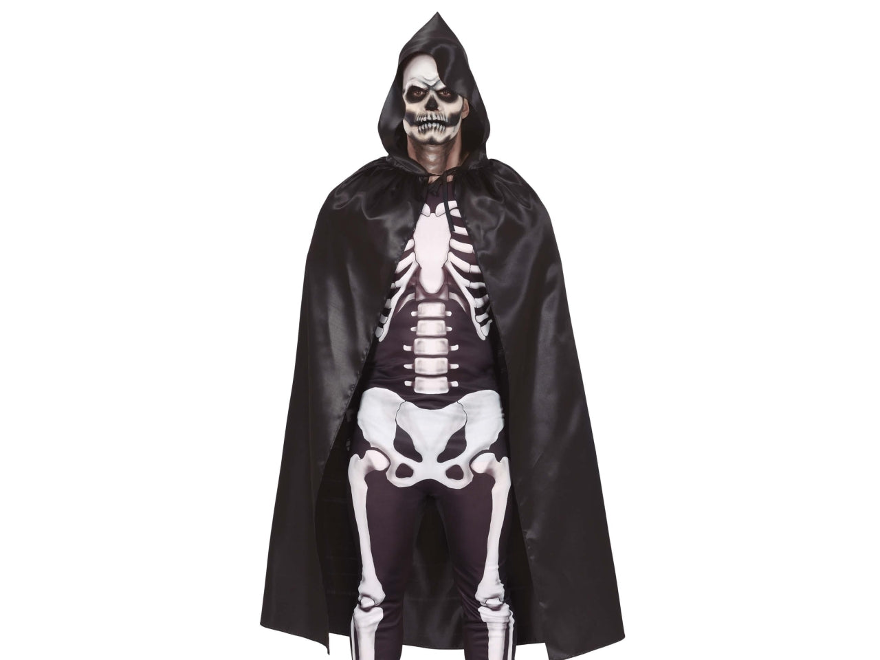 Mantello nero con cappuccio 120cm