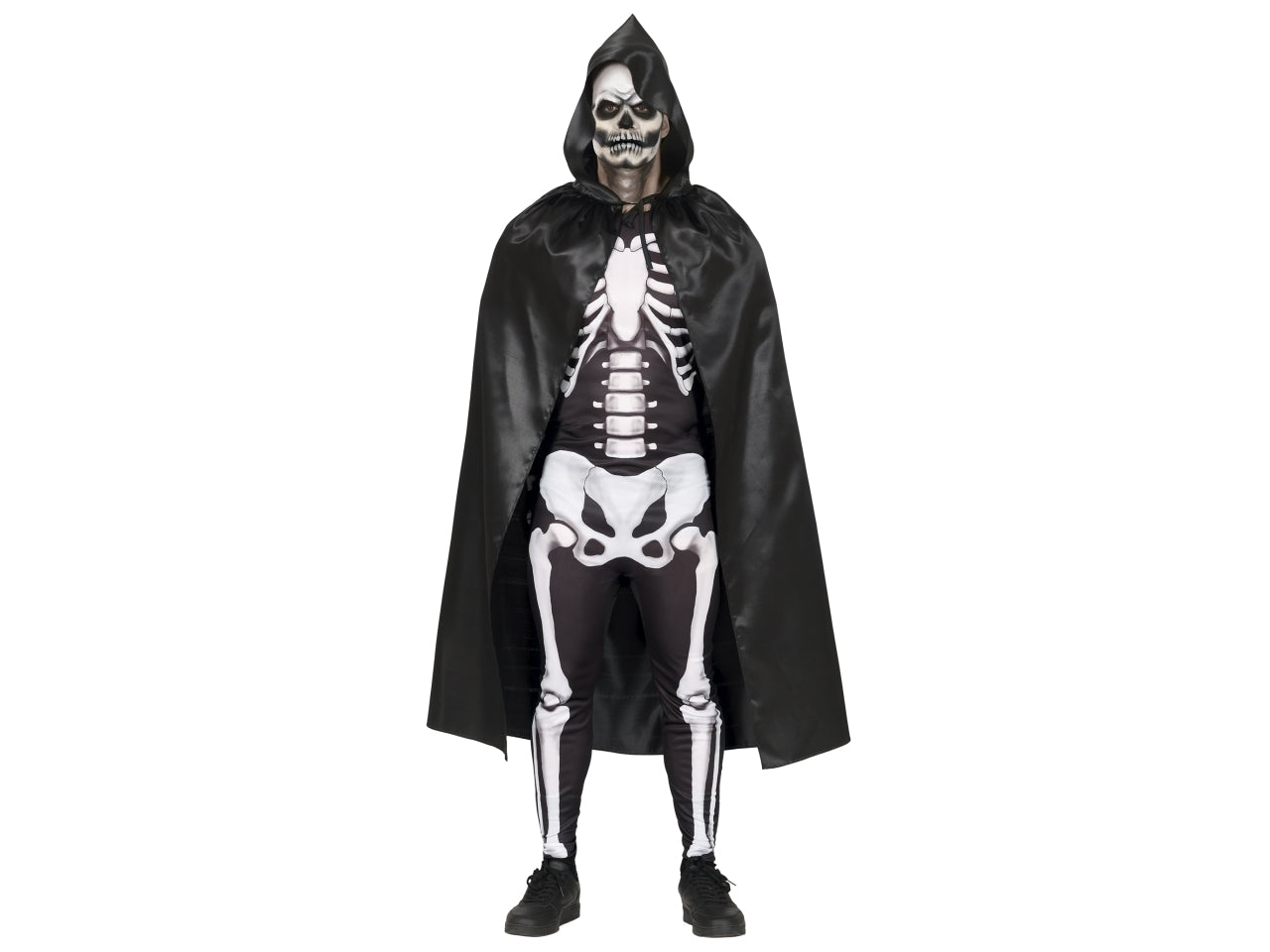 Mantello nero con cappuccio 120cm