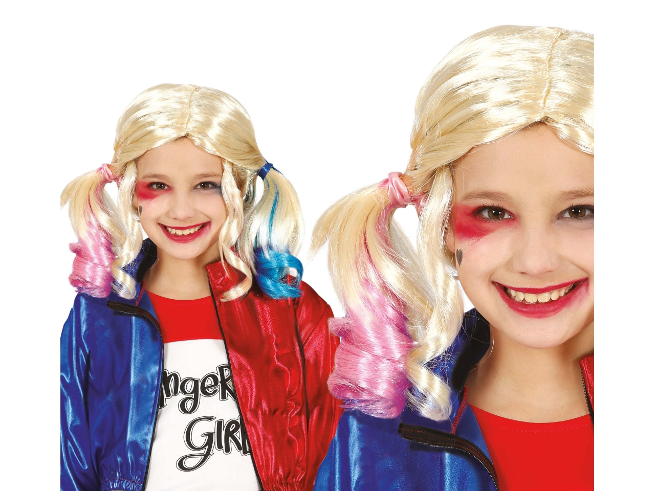 Parrucca con codini colorati per bambina