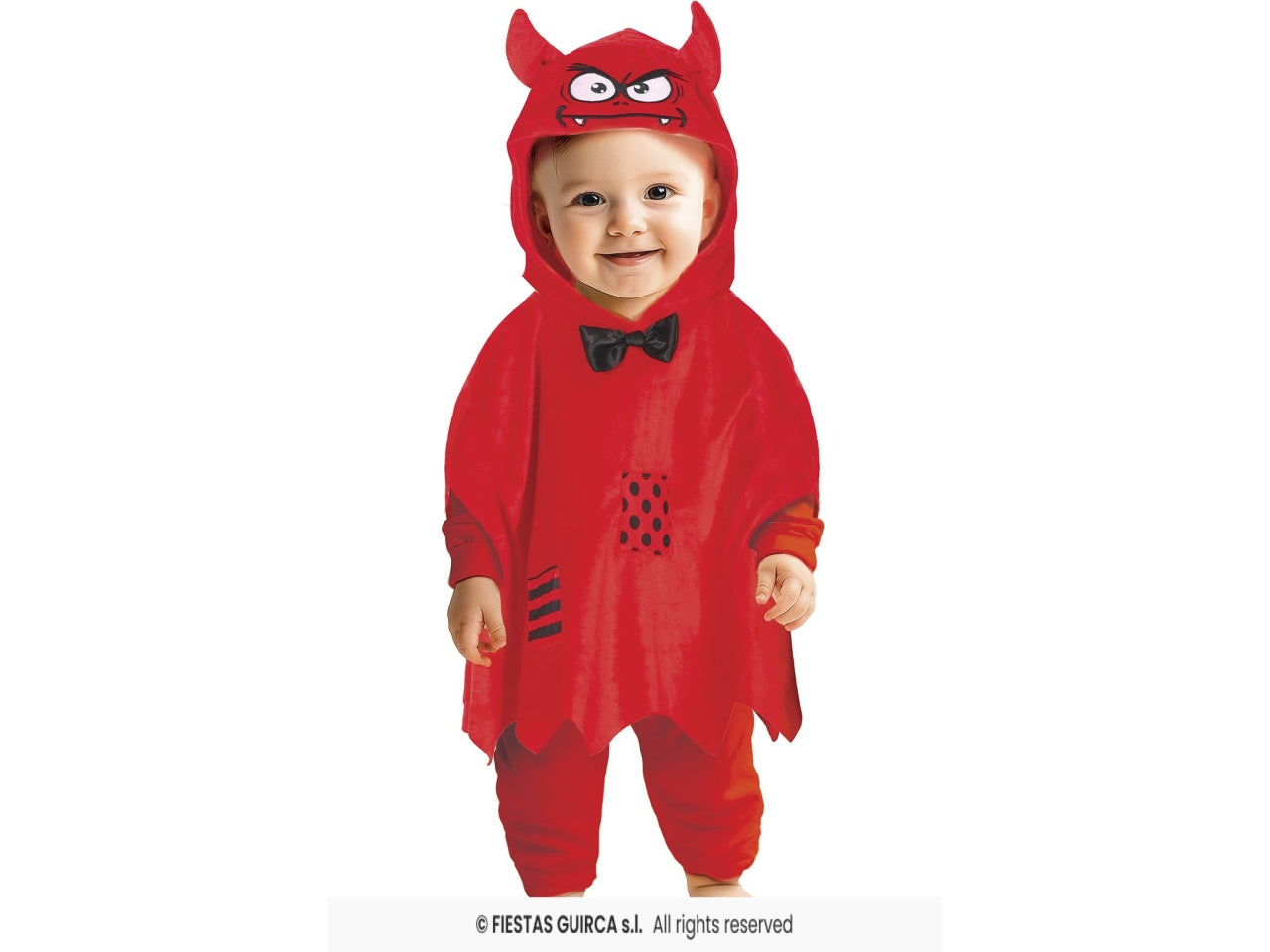 Costume poncho baby demone rosso 18/24 mesi