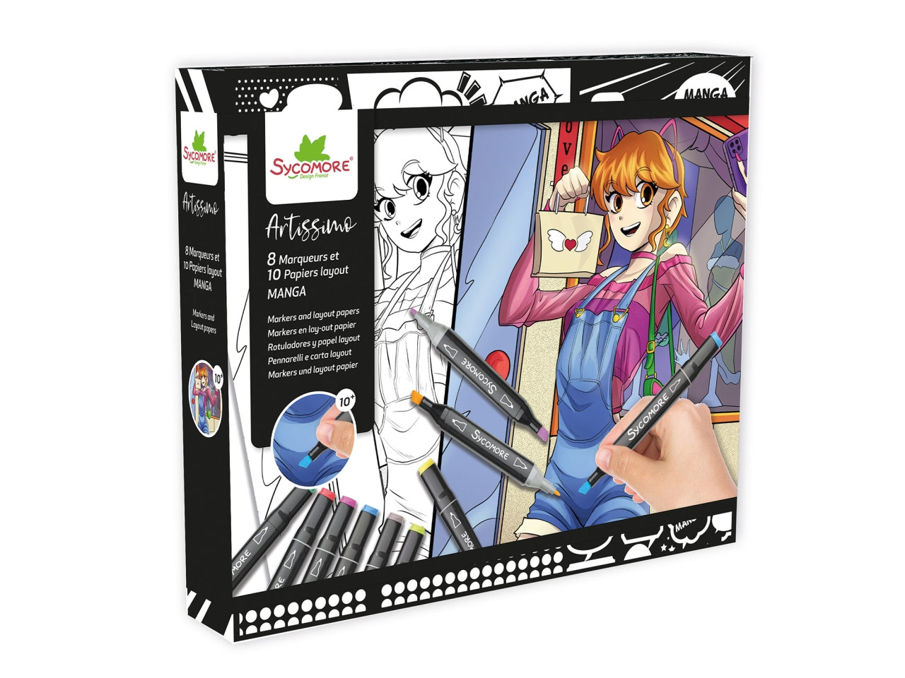 Sycomore - Pennarelli e Fogli con Griglia Manga girl