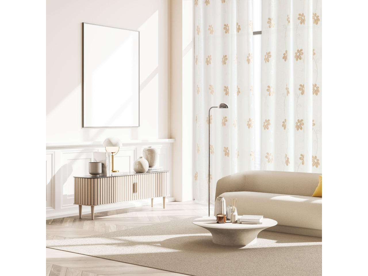 Margot pannello tenda ricamato con borchie 140x280cm di colore tortora