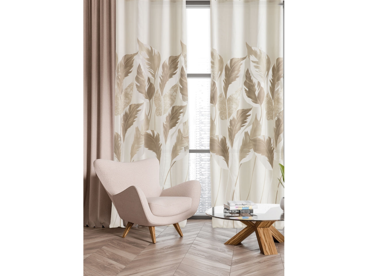 Keniota pannello tenda devoreh con borchie 140x290cm di colore tortora