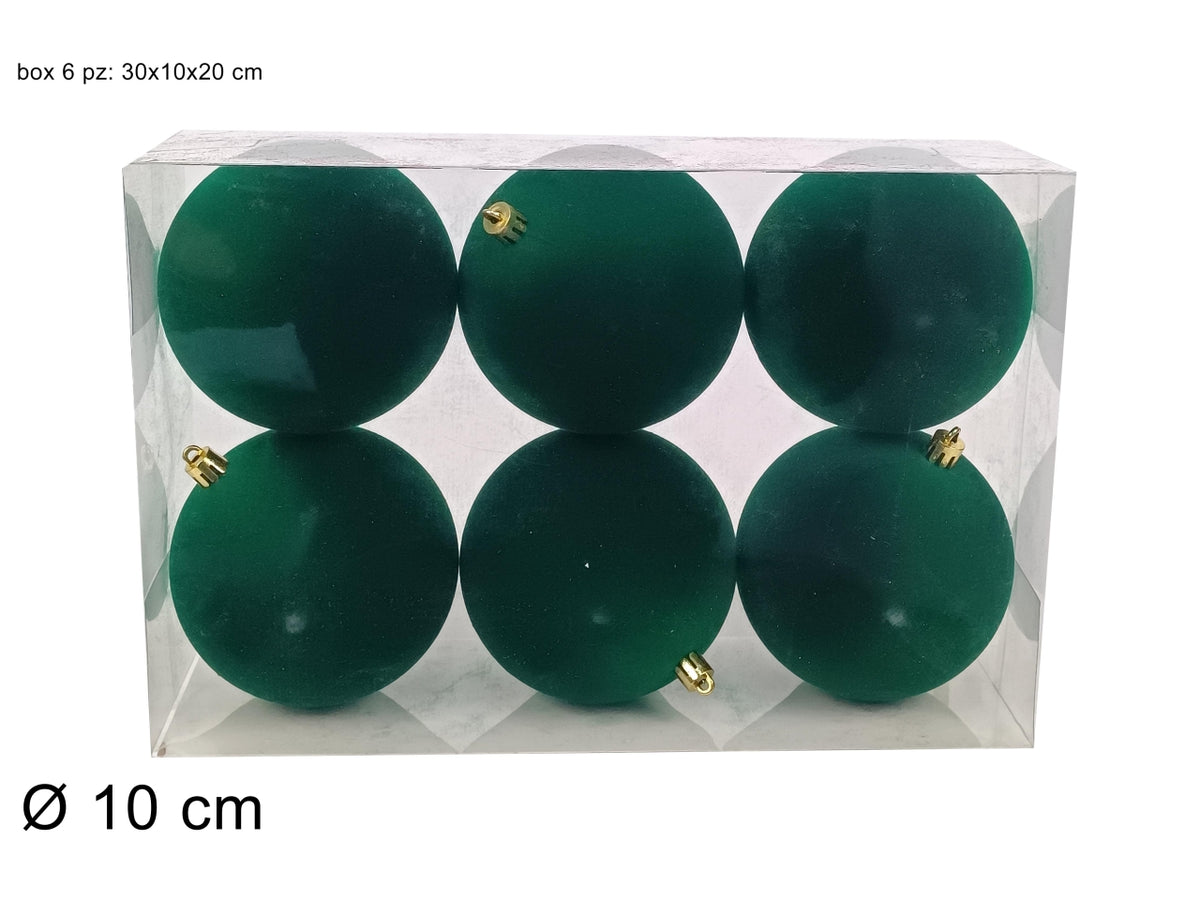 Palle 10cm in confezione da 6 pezzi floccata verde