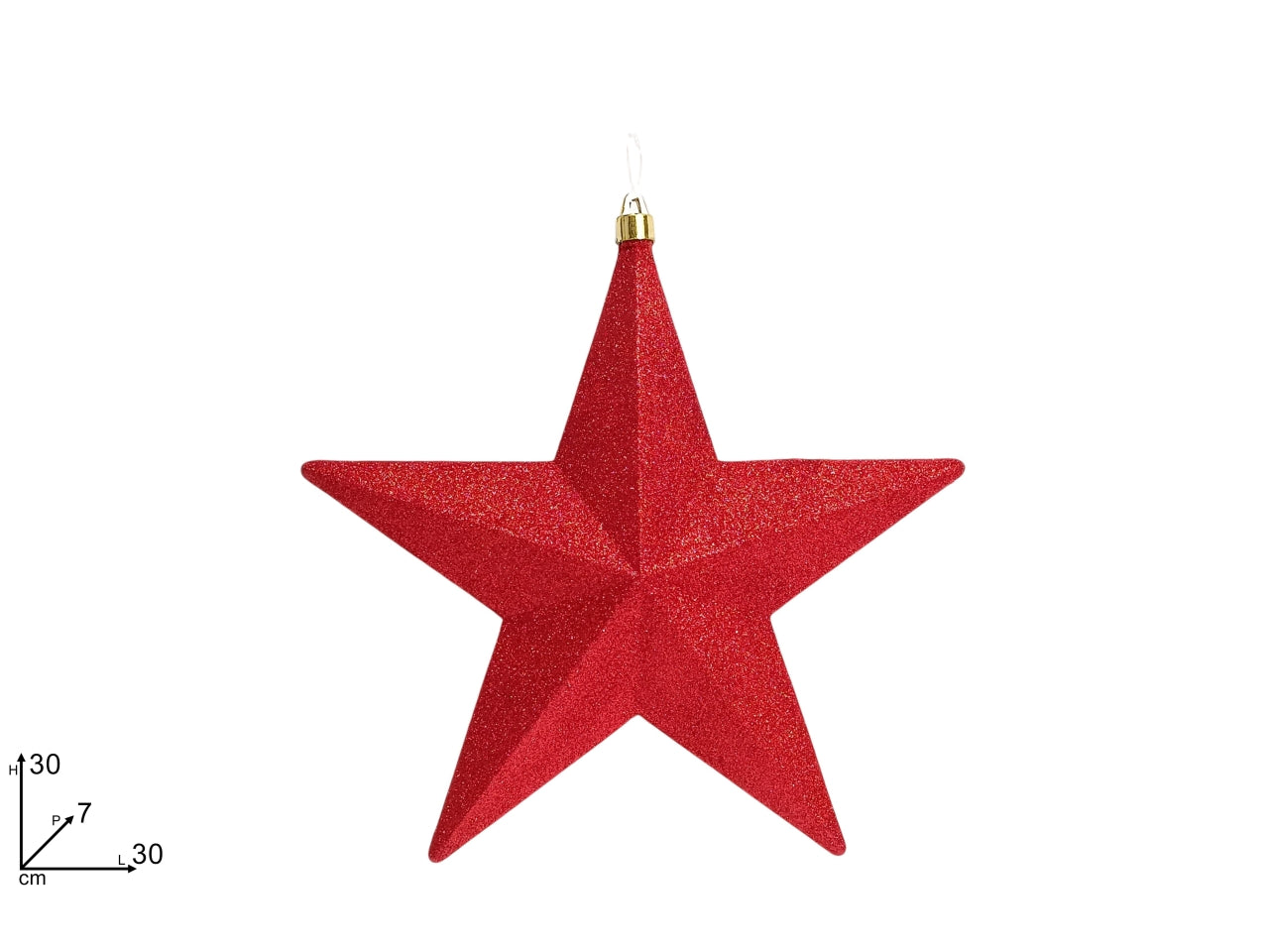 Appendino stella 30cm glitter rossa