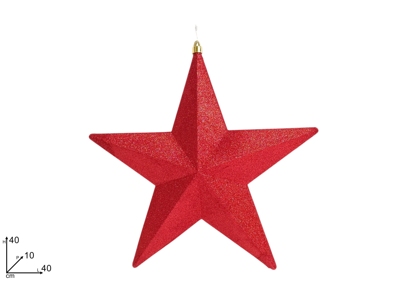 Appendino stella 40cm glitter rossa