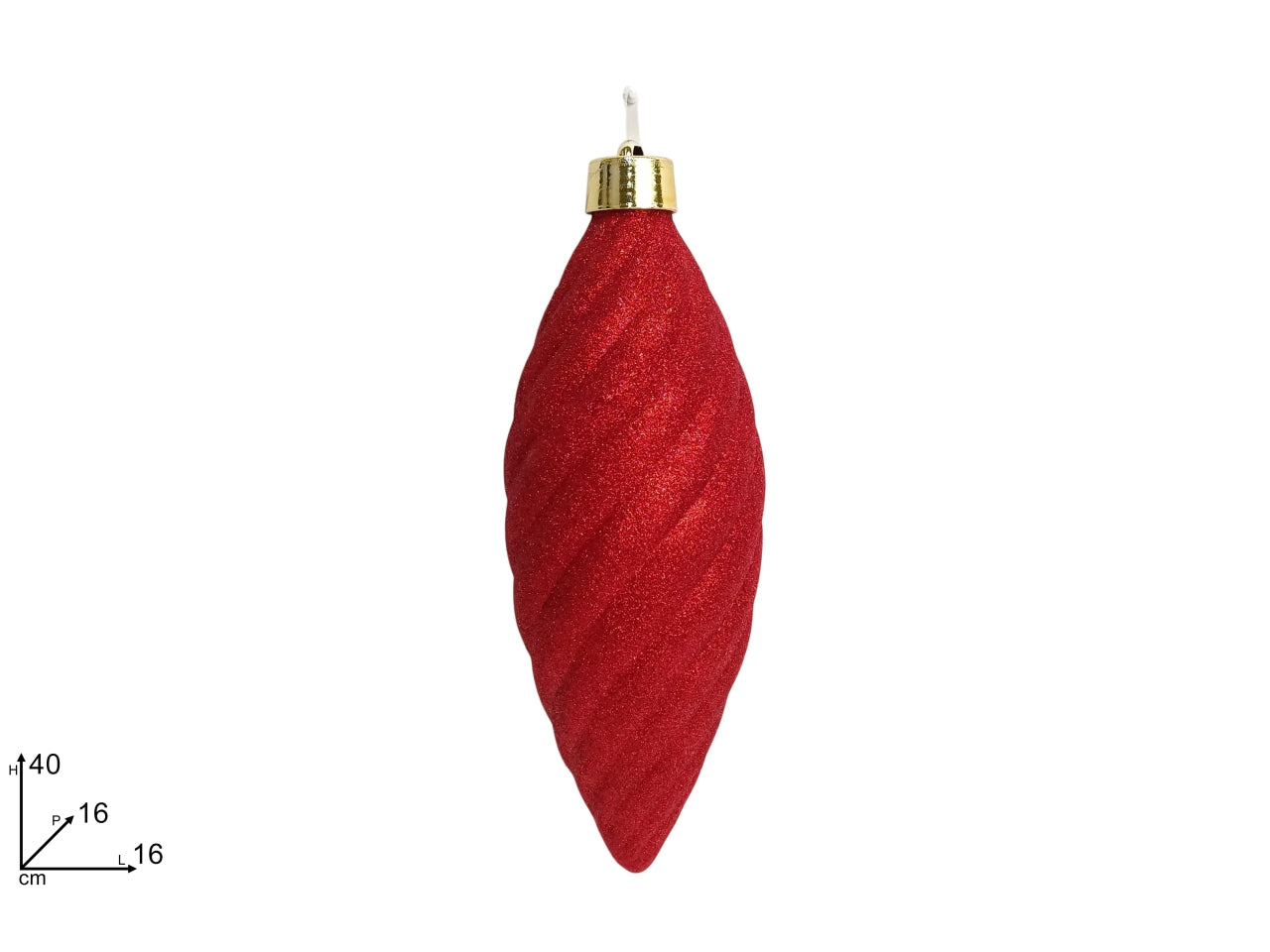 Appendino goccia 40cm glitter rosso