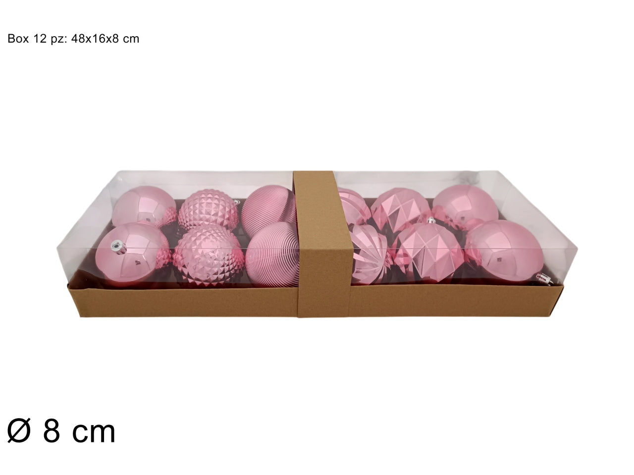 Palla 8cm in confezione da 12 pezzi modelli assortiti rosa