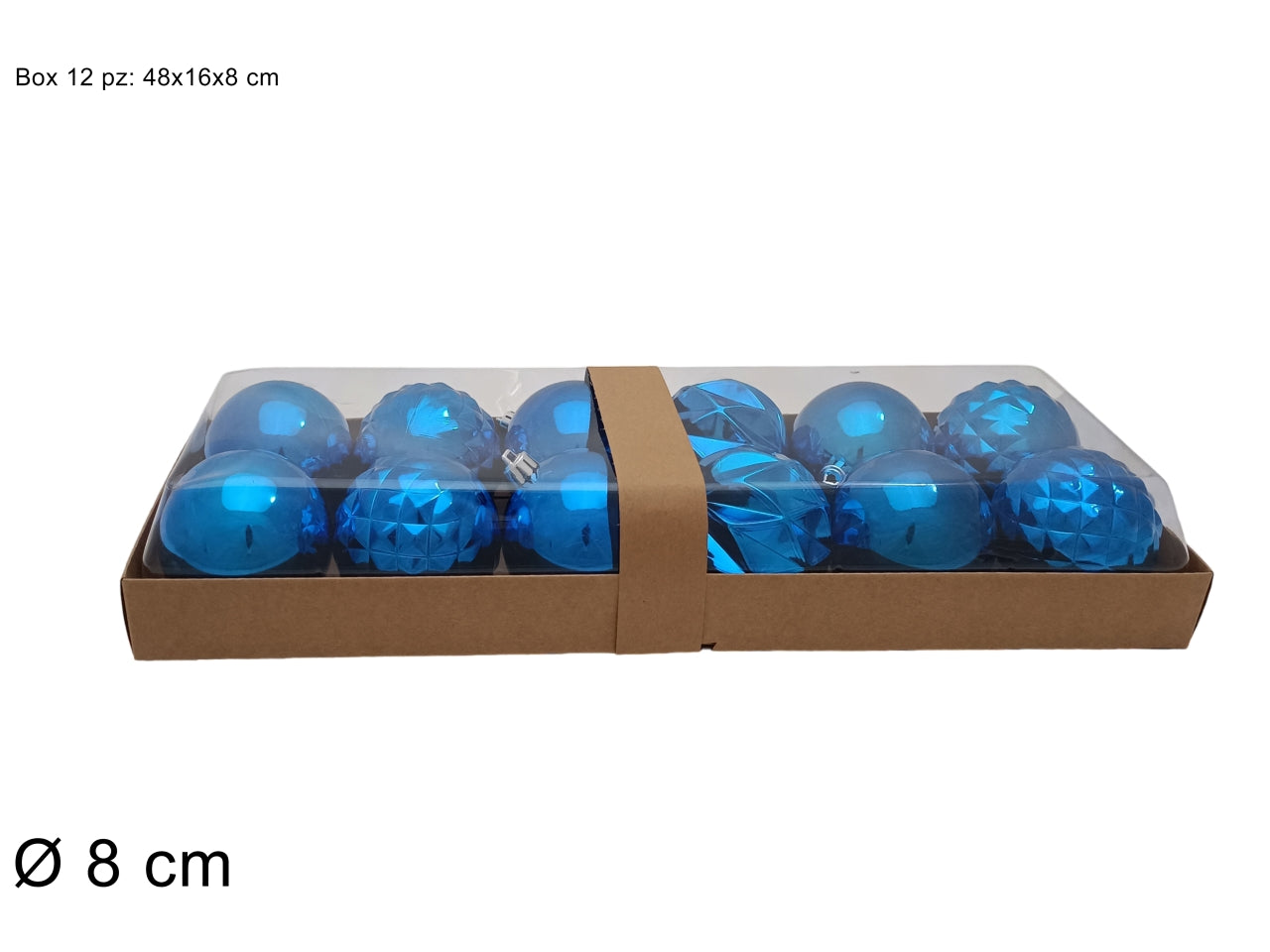 Palla 8cm in confezione da 12 pezzi modelli assortiti blu