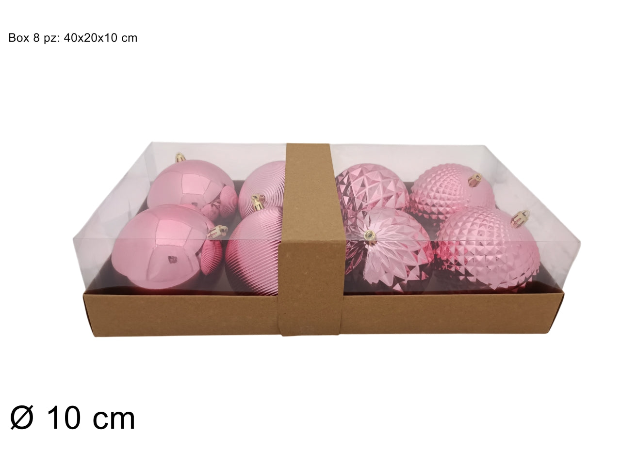 Palla 10cm in confezione da 8 pezzi  modelli assortiti rosa