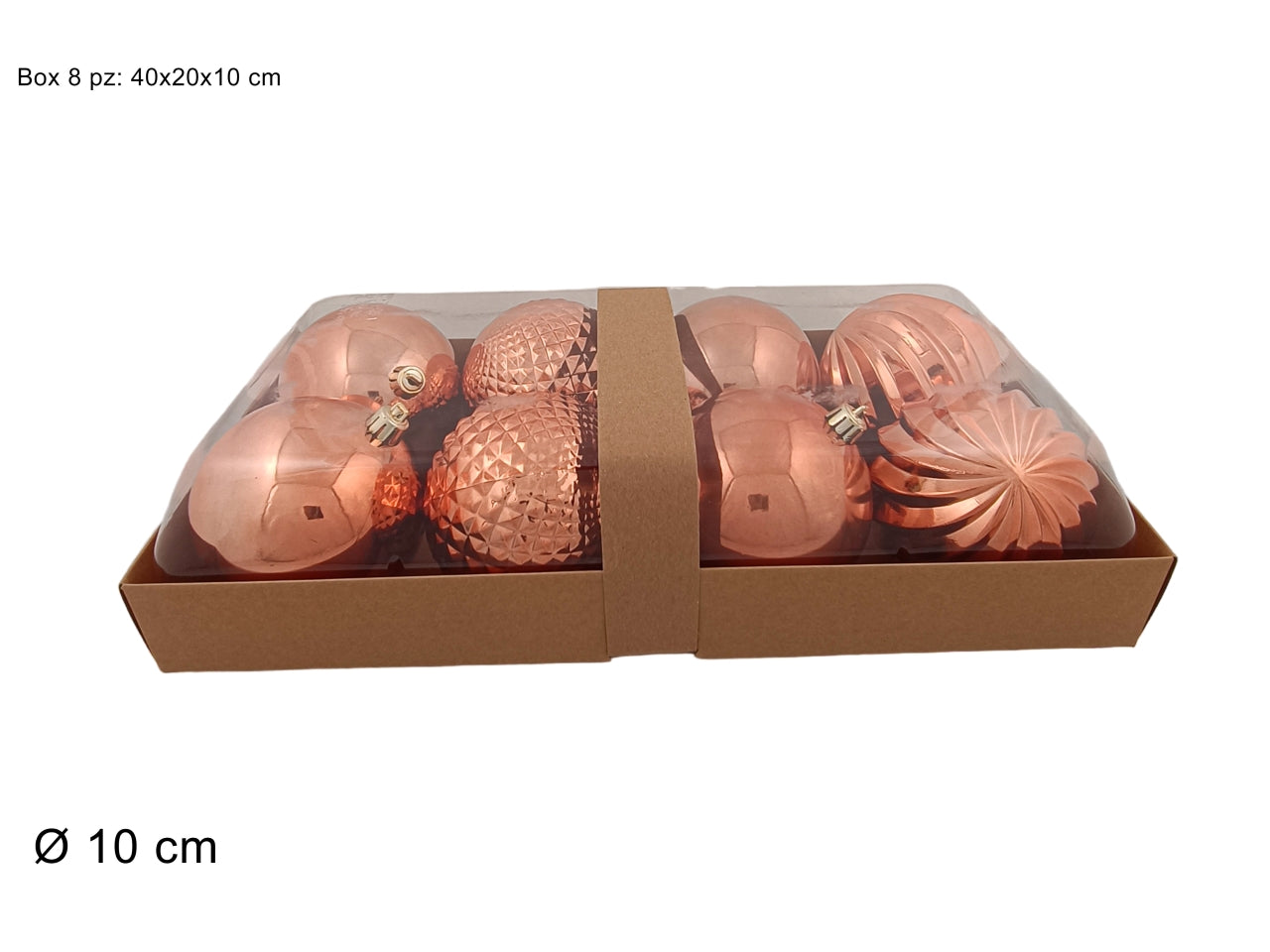 Palla 10cm in confezione da 8 pezzi  modelli assortiti rame