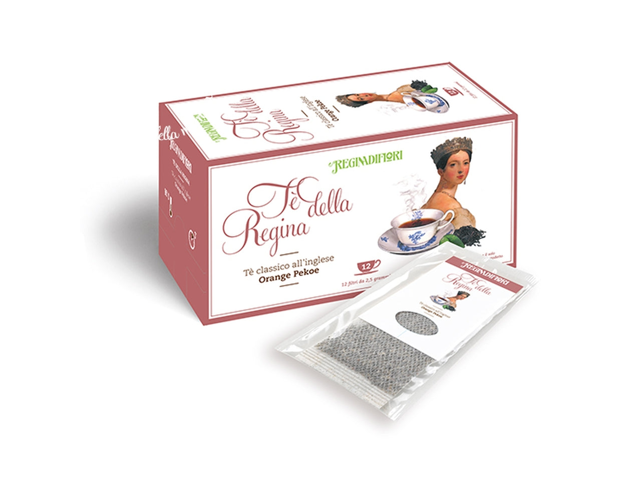 Te' della regina con te' nero classico in confezione da 12 filtri