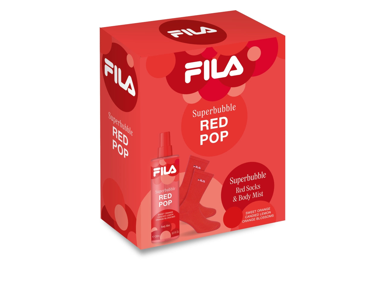 Fila superbubble, confezione con body mist red pop 250ml + calzini