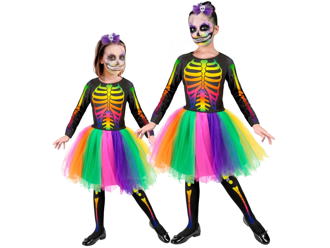 Costume scheletro 104cm 2-3anni composto da tutÃ¹ e cerchietto fiocco teschio