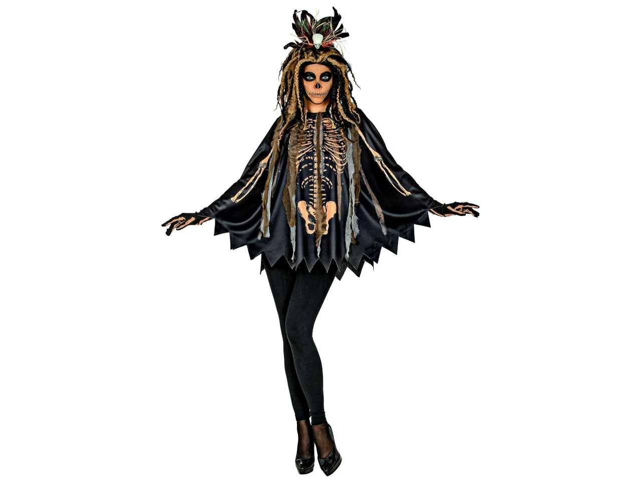 Costume sacerdote voodoo poncho adulto