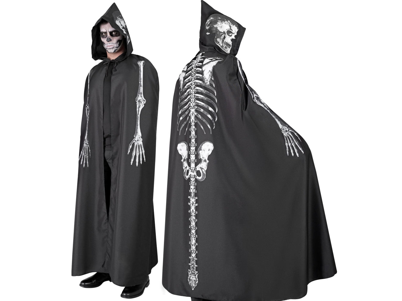 Mantello con cappuccio scheletro 150cm