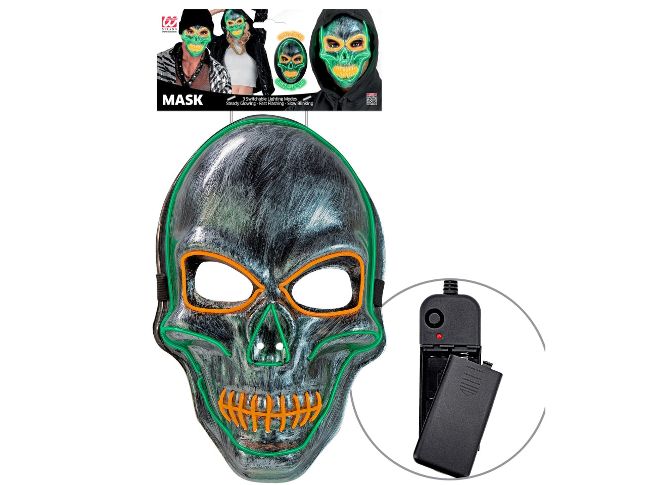 Maschera teschio argento con led colorati