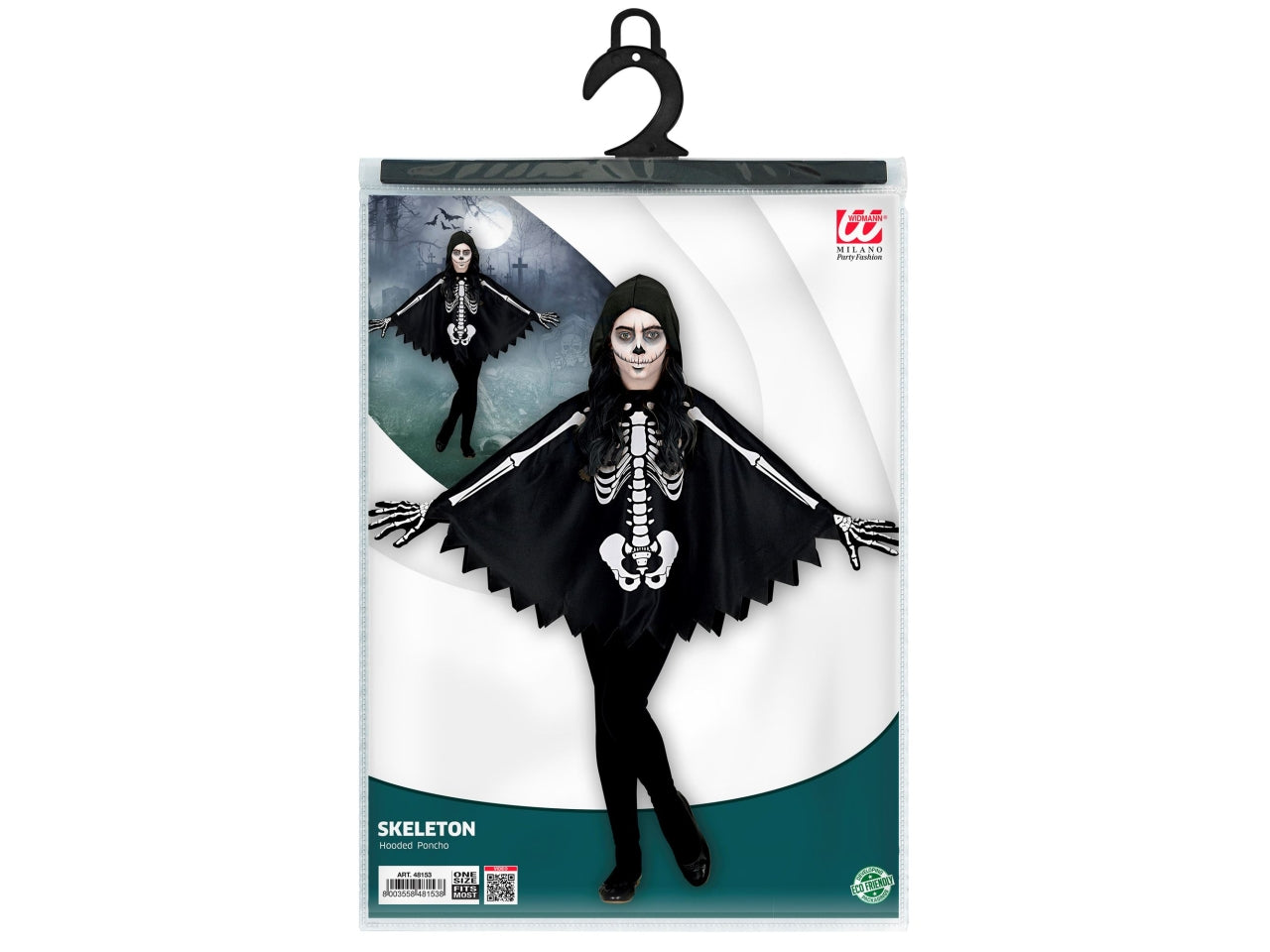 Costume scheletro poncho bimbo