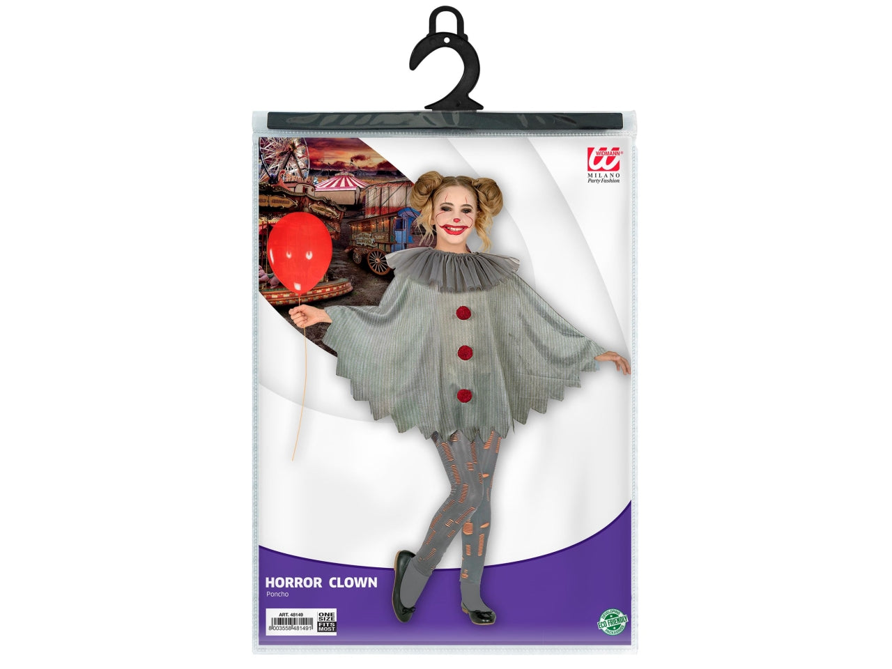 Costume pagliaccio horror poncho bimbo