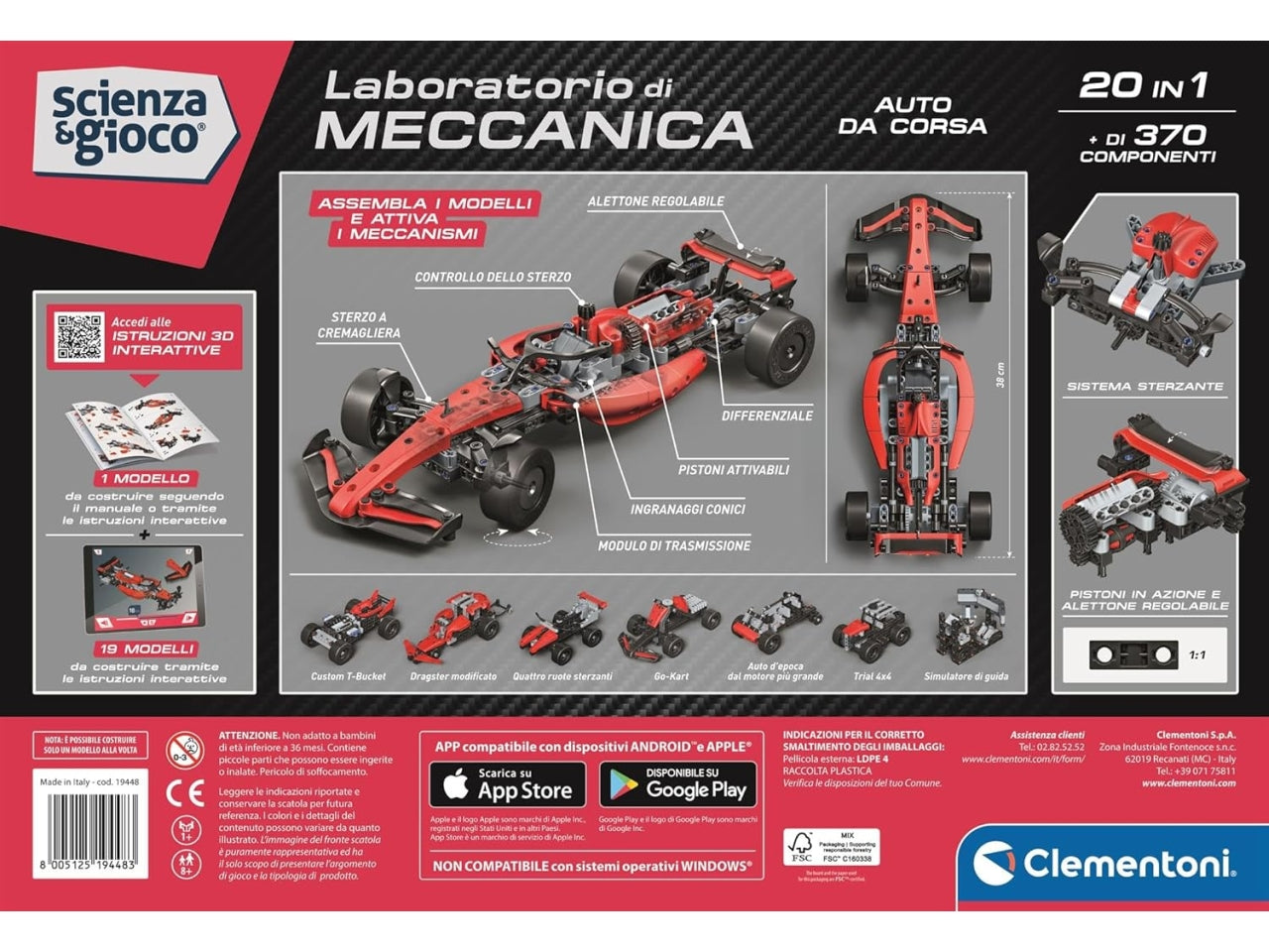 Clementoni laboratorio meccanica auto da corsa f1