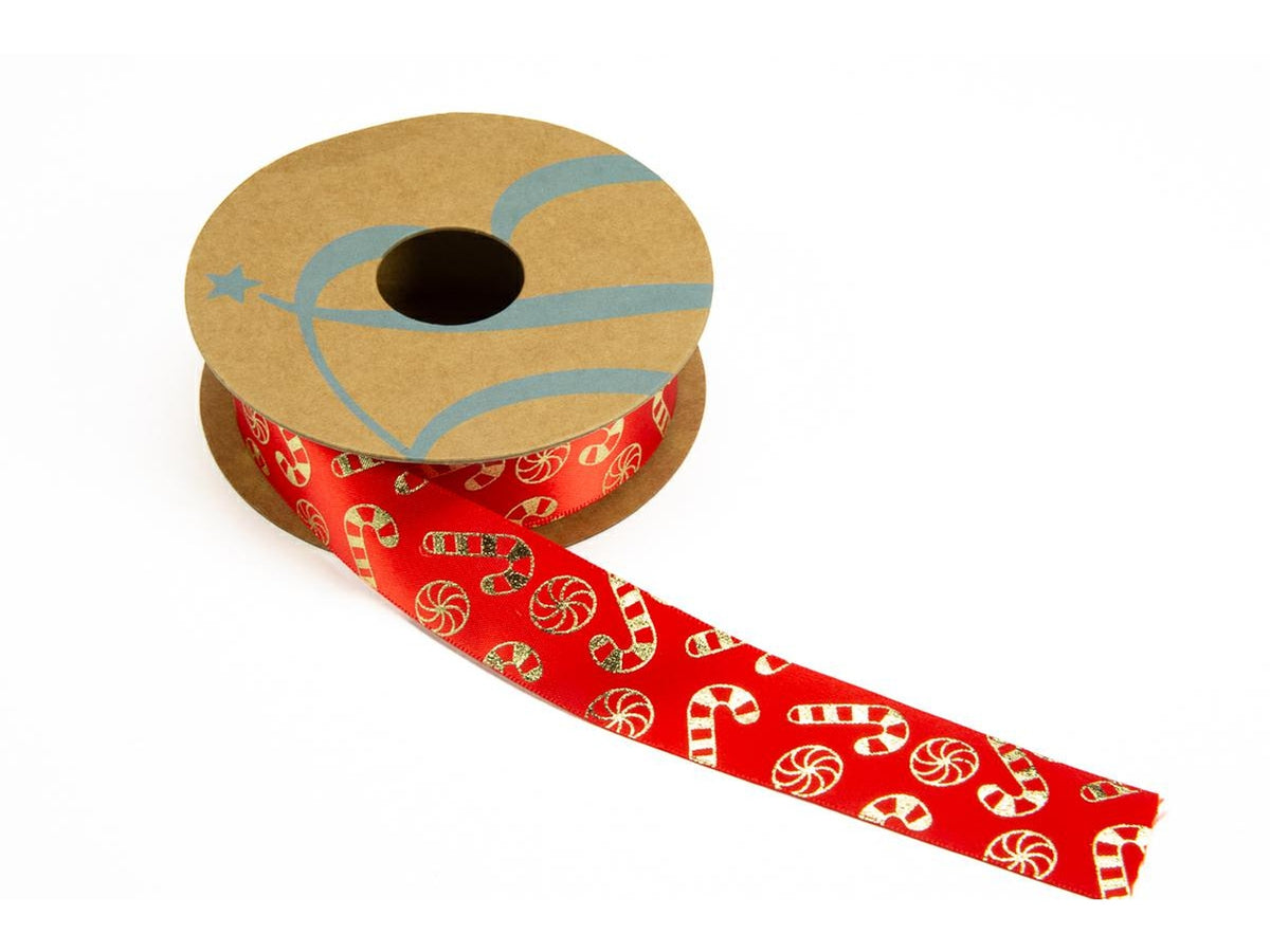 Nastro raso stampa candy 25mmx15mt rosso